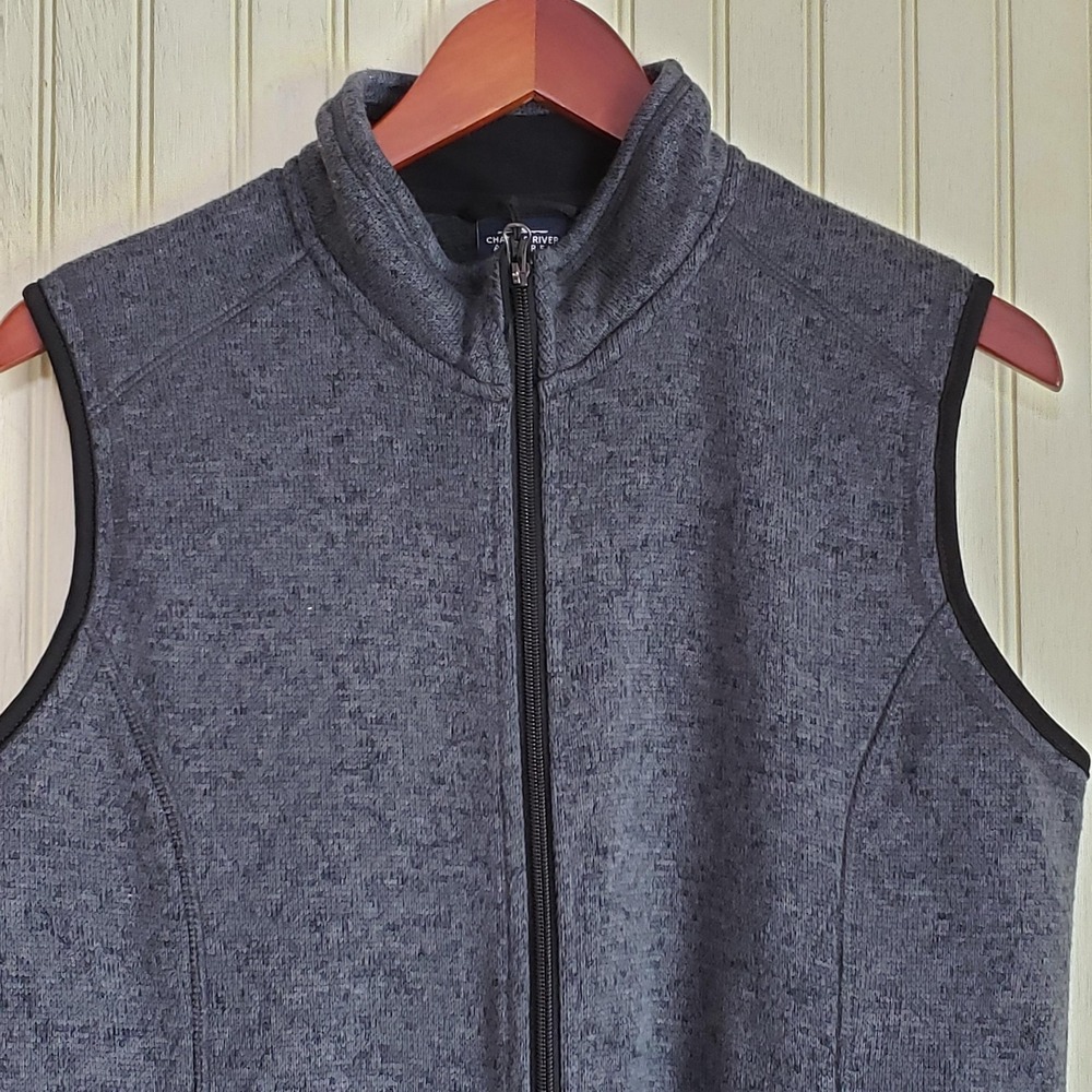 Charles River Apparel Vest Womens Large Gray Fleece Full‎ Zip Pockets Outdoor